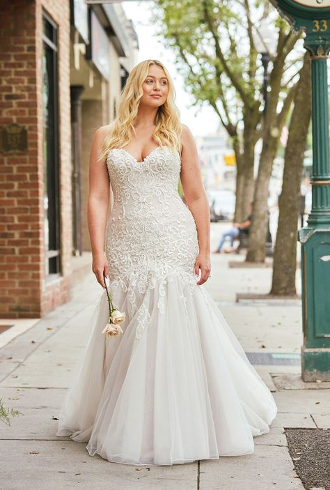 Dropped Waist Trumpet Gown Tuscan Hills, Plus Wedding Dresses, Western Wedding Dresses, Mermaid Sweetheart, White Bridal Dresses, Plus Size Wedding Dresses, Plus Size Wedding Gowns, Wedding Dress Guide, Fit And Flare Wedding Dress