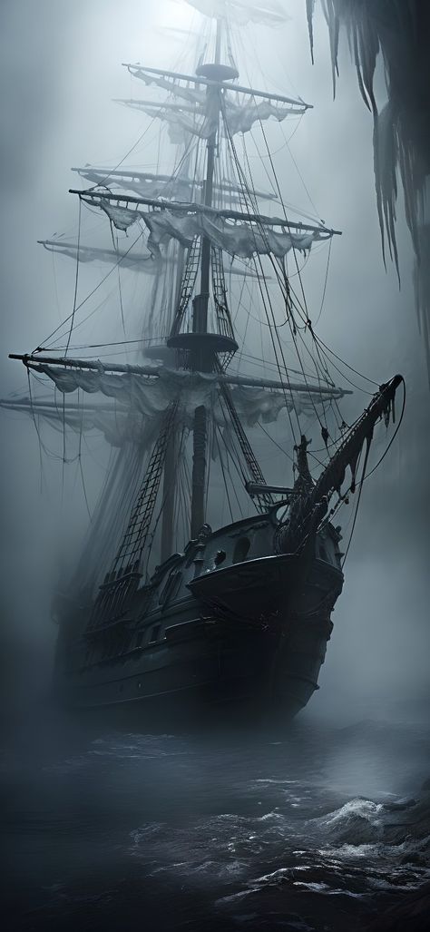 Black Pearl Ship Wallpaper, Pirate Wallpaper Iphone, Shipwreck Aesthetic, Pirate Wallpaper, Dark Pirate, Ghost Ship Art, Ship Aesthetic, Black Pearl Ship, Pirates Ship