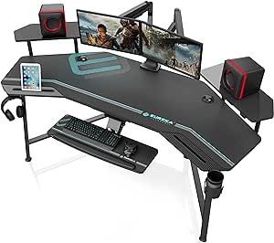 Music Studio Desk, Gaming Desk Black, Desk With Led Lights, Desk With Keyboard Tray, Desk Mouse Pad, Studio Desk, Keyboard Tray, Pc Table, Computer Workstation