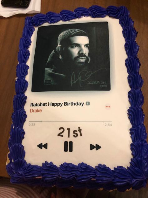 drake 21st birthday cake Drake Cake Album Cover, Album Cover Cake Ideas, Drake Themed Birthday Party, Cake Album Cover, Song Birthday Cake, Drake Birthday Cake, Drake Party, Drake Birthday Party, Drake Birthday