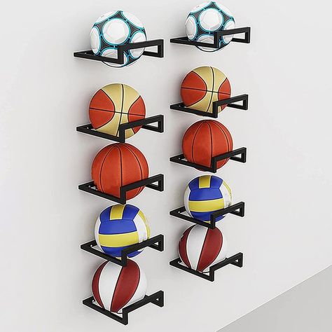 Basketball Holder, Ball Volleyball, Ball Display, Ball Holder, Ball Storage, Display Wall, Sports Balls, Toy Organization, Black Wall