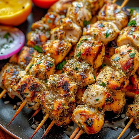 Authentic Greek Chicken Souvlaki Recipe Easy Chicken Souvlaki, Chicken Souvlaki Skewers, Greek Chicken Rub, Greek Chicken Appetizer, What To Serve With Greek Chicken, Chicken Solvocki Recipe, Chicken Souvlaki Oven, Greek Chicken Souvlaki Marinade, Chicken Shish Kebab Recipe