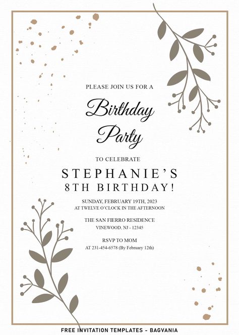 Download 11+ Aesthetic Greenery Eucalyptus Birthday Invitation Templates #free #freeinvitation2019 #birthday #disney #invitations #invitationtemplates Invitation Card Ideas Birthday, Birthday Invitation Inspo Aesthetic, Digital Birthday Card Ideas, Invitation Card Design 15 Birthday, Aesthetic Bday Invitation, Birthday Invitations Card Design, Happy Birthday Invitation Card Design, Birthday Invitation Card Aesthetic, 21st Birthday Invitations Templates Free