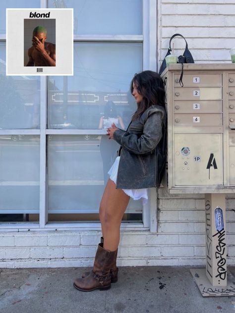 #brownboots #leatherjackets #blond Buckle Boots Outfit, Biker Boots Outfit, Boots Outfits, Lace Slip Dress, The Number 1, Frye Boots, Vintage Leather Jacket, Fall Fits, Winter Fits