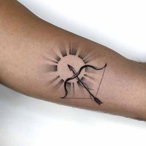 Small archer sagittarius tattoo by @sharonwolf_art Sagitarious Tattoos, Bow Arrow Tattoos, Boog Tattoo, Archery Tattoo, Mens Arrow Tattoo, Dr Tattoo, Archer Tattoo, Amazing Tattoo Ideas, Sagittarius Tattoo Designs