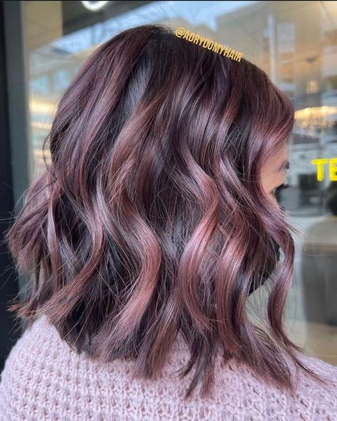 Ash Mauve Hair, Chocolate Mauve Hair Bayalage, Brown Mauve Hair, Dusty Mauve Hair Color, Chocolate Mauve Hair Color, Mauve Balayage, Mauve Hair Color, Angelic Hair, Chocolate Mauve Hair