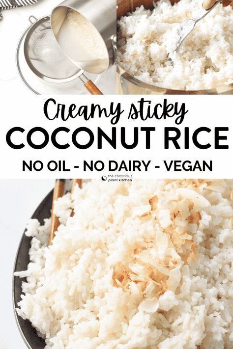 Coconut Jasmine Rice, Coconut Sticky Rice, Jasmine Rice Recipes, Coconut Milk Rice, Sweet Sticky Rice, Vegan Chickpea Curry, Coconut Rice Recipe, Vegan Curry Recipes, Plant Kitchen