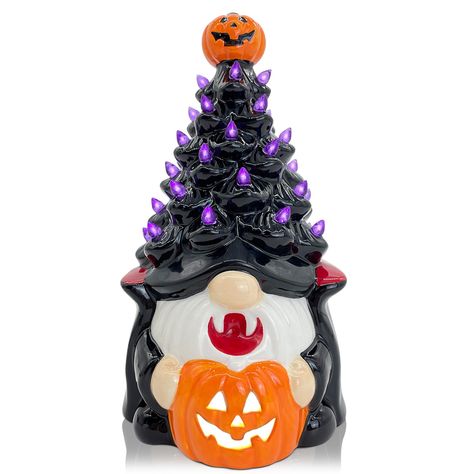 PRICES MAY VARY. LIGHTED HALLOWEEN DECOR - The ceramic halloween tree size is 8.3"H X 5.1"W. Upgrade your Halloween decor with this enchanting Ceramic Halloween Tree! HALLOWEEN CERAMIC TREE - We pursue always good quality, using superior quality ceramics with perfect color. The orange-yellow is very bright, full of a Halloween atmosphere. The craft of this ceramic is also very delicate, The ceramic feels smooth and will also emit a beautiful luster in the sun and light. HALLOWEEN DECORATIONS IND Creative Halloween Decorations, Gnome Halloween, Ceramic Halloween, Light Up Pumpkins, Vampire Halloween, Ceramic Tree, Halloween Gnome, Halloween Tree, Gnome Gift