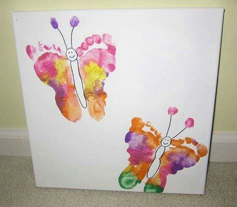 Butterfly Footprints Footprint Butterfly, Butterfly Footprints, Footprint Crafts, Footprint Art, Mothers Day Crafts For Kids, Diy Mothers Day Gifts, Butterfly Crafts, Butterfly Baby, Handprint Art