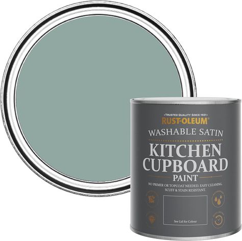 Rust-Oleum Blue Scrubbable Kitchen Cupboard Paint in Satin Finish - Gresham Blue 750ml Laminate Cupboards, Kitchen Tile Paint, Magnetic Chalkboard Paint, Kitchen Cupboard Paint, Hippie Kitchen, Small Kitchen Lighting, Cupboard Paint, Tile Paint, Kitchen Cupboards Paint