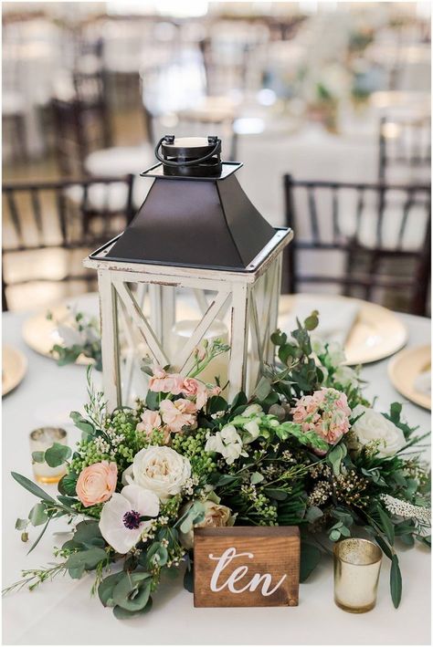 rustic wooden lantern and greenery wedding centerpiece #wedding #weddingideas #centerpieces Mountain Vineyard Wedding, Roses And Eucalyptus, Greenery Wedding Centerpieces, Greenery Wedding Bouquet, Lantern Decor Wedding, Lantern Centerpiece Wedding, Rustic Wedding Decorations, Bridesmaids Groomsmen, Lantern Centerpieces