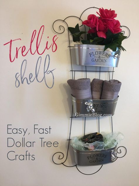 3-Tier Wall Trellis Planter ~ Easy Dollar Tree Craft - GimmieBlog Trellis Wall, Wall Trellis, Planter Trellis, Dollar Store Diy Projects, Dollar Store Hacks, Tree Craft, Diy Dollar Tree Decor, Dollar Tree Decor, Dollar Tree Diy Crafts