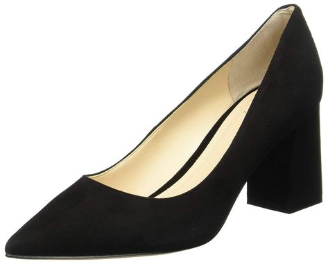 Marc Fisher Womens Zala Pump. Clean lines highlight the timeless appeal of a classic pump styled with a pointed toe and lifted by an on-trend structural block heel.. Women's Shoes,Pumps.   #shoes  #pumps #fashion #style #stylish #trendy Everyday Heels, Trendy Block Heels, Black Suede Pumps, Block Heel Shoes, Classic Pumps, Influencers Fashion, Pump Dress, Marc Fisher, Dress And Heels