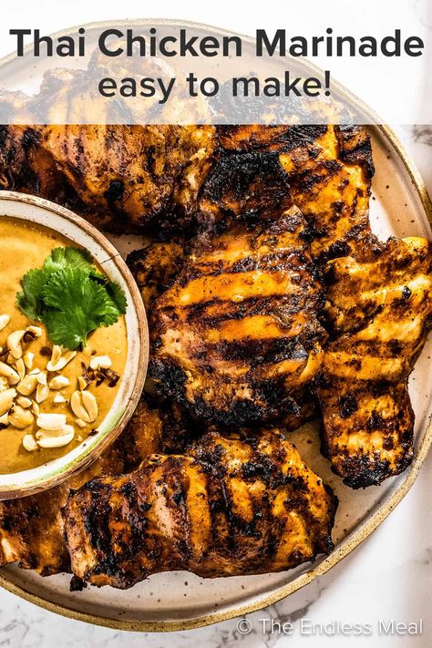 Thai Chicken Marinade - The Endless Meal® Thai Chicken Marinade, Spicy Chicken Marinades, Tai Food, Garlic Chicken Marinade, Easy Chicken Marinade, Chinese Foods, Chicken Marinade Recipes, Peanut Chicken, Healing Recipes