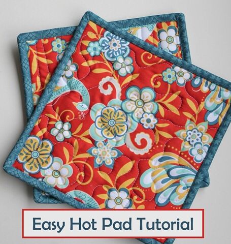 Hot Pads Tutorial, Tips Menjahit, Potholder Patterns, Small Sewing Projects, Hot Pad, Creation Couture, Sewing Projects For Beginners, Diy Couture, Easy Sewing Projects