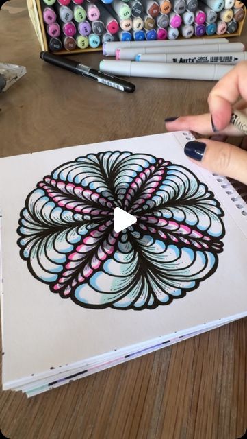 Colored Mandala Drawing, Mandala Art Simple Drawings, Trippy Patterns To Draw, Cool Patterns To Draw, Full Page Doodle Pattern, Zentangle Patterns Ideas, Zantangle Art, Easy Zentangle Patterns, Zentangle Doodles