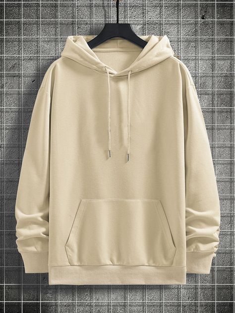 Khaki Basics  Long Sleeve Polyester Plain Pullovers  Slight Stretch Spring/Fall Men Hoodies & Sweatshirts Solid Hoodie, Plain Hoodies, Casual Cargo Pants, Thermal Hoodie, Men Hoodies, Loose Fit Jeans, Girls Outfits, Hoodie Outfit, Basic Long Sleeve