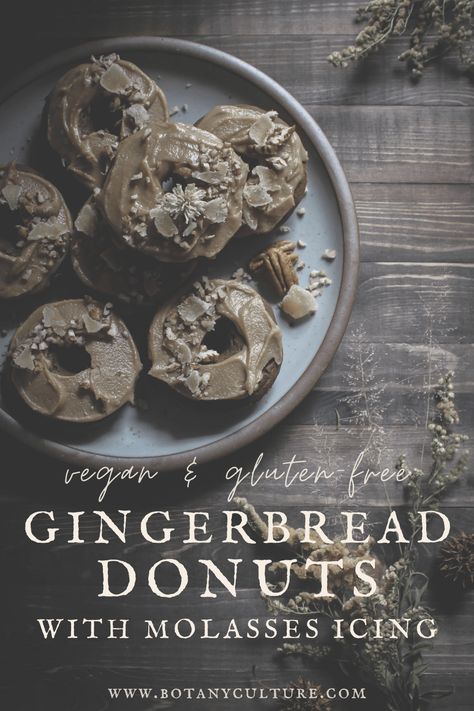 gingerbread donuts Molasses Icing, Vegan Gluten Free Donuts, Gingerbread Donuts, Nourishing Recipes, Gluten Free Gingerbread, Pumpkin Pecan Pie, Healthy Sweet Treats, Healthier Recipes, Afternoon Snack