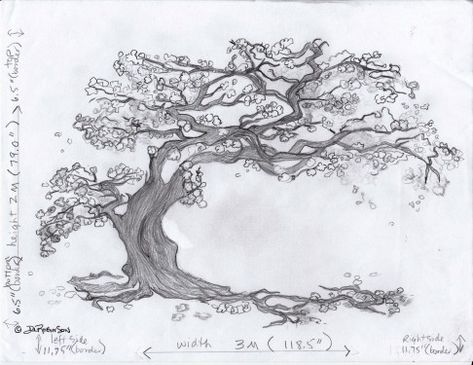 Japan Tree Tattoo, Cherry Blossom Tree Illustration, Sakura Tree Sketch, Sakura Tree Illustration, Blossom Tree Sketch, Family Tree Sketch, Cherry Blossom Tree Sketch, Cherry Tree Drawing, Sakura Tree Drawing