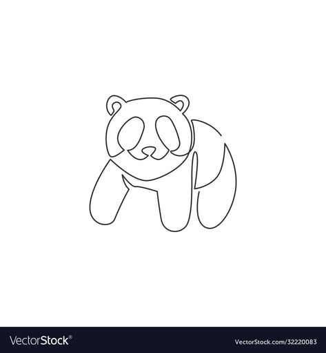 Panda Line Art, Continuous Line Tattoo, Line Graphic, Panda Tattoo, Logo Identity, Single Line Drawing, Bear Animal, Continuous Line Drawing, Continuous Line