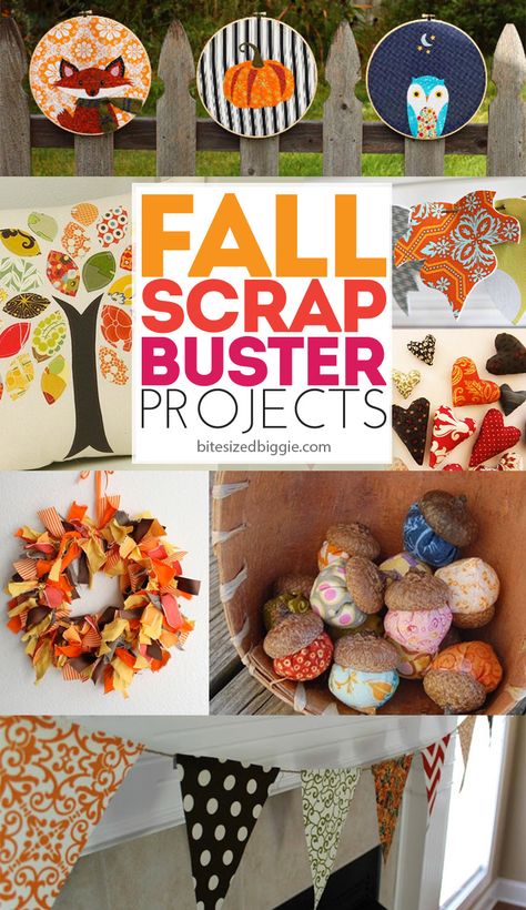 9 gorgeous scrap buster projects - LOVE these - ready to decorate for fall without breaking the bank! I have a HUGE scrap pile I need to use up! Fall Sewing Crafts, Halloween Sewing Projects, Fall Sewing Projects, Decorate For Fall, Halloween Sewing, Diy Fabric Crafts, Fall Sewing, Scrap Fabric Crafts, Scrap Fabric Projects