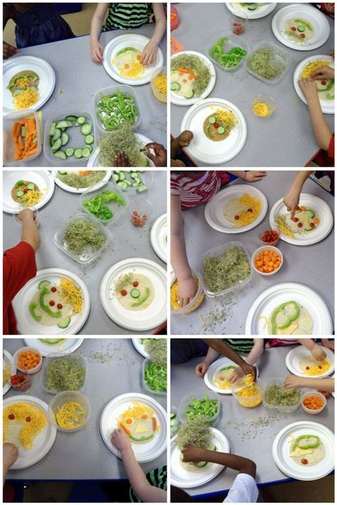 fun food activity for preschool kids making silly vegetable faces and watermelon fruit pops | The Decorated Cookie Fun Food For Kids, Healthy Food Activities, Preschool Cooking, Vegetable Crafts, Kids Vegetables, Food For Kids, Nutrition Activities, Fruit Pops, Food Activities