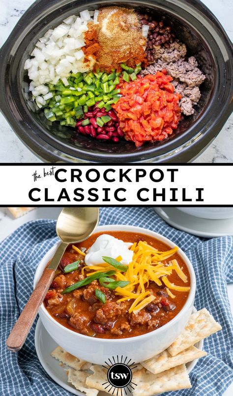 Chilli Recipe Crockpot, Wispy Bob, Easy Chili Recipe Crockpot, Classic Chili Recipe, Slow Cooker Chili Recipe, Classic Chili, Beef Chili Recipe, Chili Recipe Crockpot, Best Chili Recipe