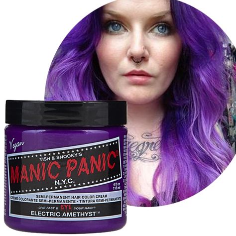 Manic Panic: Electric Amethyst aka option #1 for new hair Manic Panic Electric Amethyst, Steel Boots, New Rock Boots, Rock Boots, Alchemy Gothic, Manic Panic, New Rock, Learning Colors, Hair Inspo Color