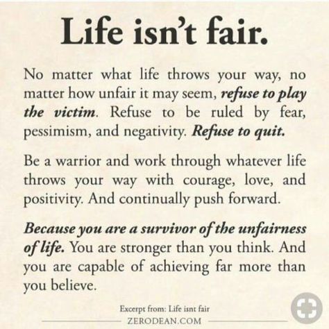 Life Isn't Fair, Life Isnt Fair, Fina Ord, Lessons Learned, Note To Self, Meaningful Quotes, The Words, Great Quotes, Wisdom Quotes