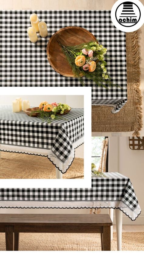 Buffalo Check Tablecloth, Plaid Tablecloth, Dinner Table Setting, Buffalo Check Plaid, The Buffalo, Buffalo Check, Wicker Chair, Check Pattern, Dinner Table