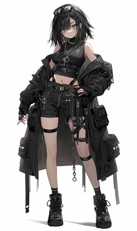 Cyberpunk Female, Cool Anime Outfits, Tomboy Art, Cyberpunk Clothing Female, Cyberpunk Clothes Design, Anime Outfits Female, Female Cyberpunk, Cyberpunk Outfit, Cyberpunk Clothing