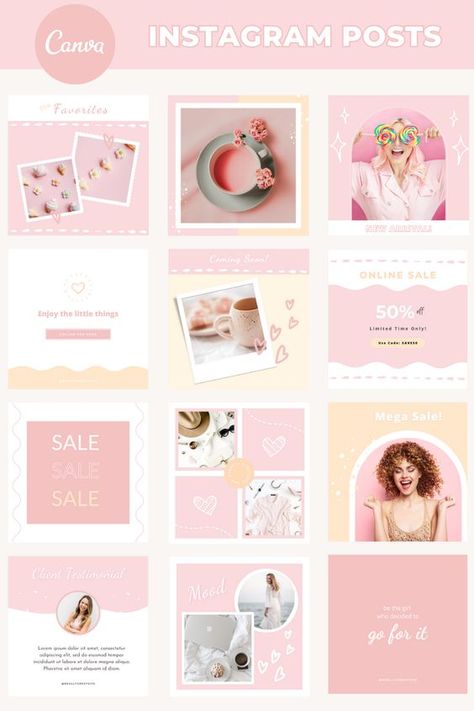 Instagram Post Templates by Amelia Ig Planner, Pink Instagram Post, Instagram Branding Template, Kids Social Media, Instagram Branding Design, Instagram Template Free, Canvas Learning, Instagram Template Design, Instagram Graphic