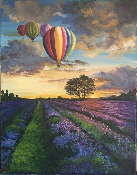 Digital Art Programs, Hot Air Balloons Art, Design Art Nouveau, Canvas Painting For Beginners, Drawing Beautiful, Fall Canvas Painting, Balloon Painting, Fall Canvas, Cubism Art