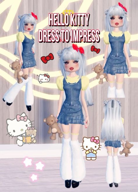 #dresstoimpress #roblox #robloxdresstoimpress Hello Kitty Dti Fits, Sanrio Outfits Dress To Impress, Hello Kitty Dress To Impress Outfit, Dti Roblox Cosplay, Hello Kitty Dti Outfit, Duo Ideas Dress To Impress, Hello Kitty Dress To Impress, Sanrio Dress To Impress, Roblox Dress To Impress