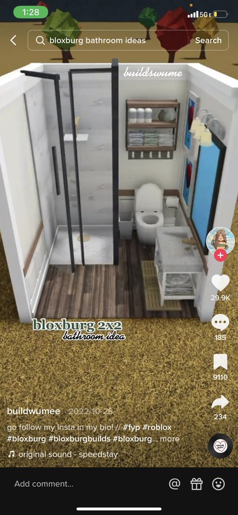 Bloxburg 2 By 3 Bathroom, 4 By 4 Bathroom Bloxburg, Bloxburg House Ideas Interior Bathroom, Bloxburg House Ideas Walls, Cute Bathroom Bloxburg Ideas, Bloxburg Tiny Bathroom Ideas, Bloxburg House Ideas And Layouts, 3 By 3 Bathroom Bloxburg, Bloxburg Apartment Layout Interior