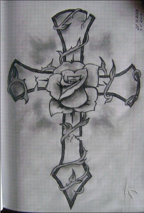 Cross Drawings, Cross With Roses, Cross Shoulder Tattoos, Cross Drawing, Pattern Tattoos, Rose Drawing Tattoo, Cross Tattoos For Women, Cross Tattoo For Men, Dragon Tattoo For Women