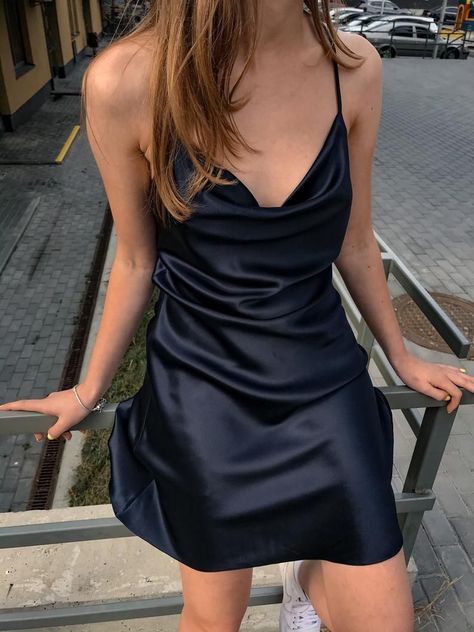 Summer Date Dress, Dark Blue Silk Dress, Bridesmaid Dress Silk, Silk Bridesmaid Dress, Satin Dress Short, Slip Dress Mini, Silk Bridesmaid Dresses, Silk Dress Short, Date Dress