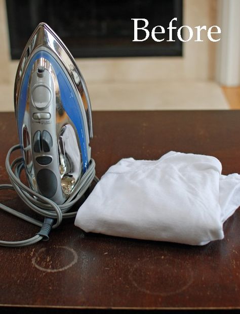 It Works! Before & After of Using an Iron to Remove Water Rings from Furniture - Apartment Therapy Furniture Fix, Water Rings, Utila, Clever Hacks, Apartment Furniture, Diy Repair, Simple Life Hacks, Diy Cleaning Products, Cleaning Organizing