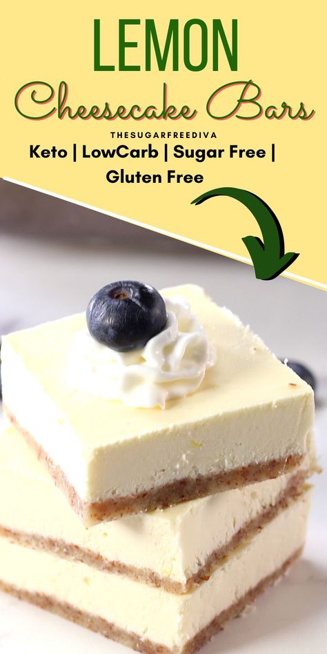 Sugar Free Low Carb Desserts, Sugar Free Desserts Easy, Low Sugar Desserts, Comidas Keto, Lemon Cheesecake Bars, Sugar Free Baking, Sugar Free Recipes Desserts, Sugar Free Sweets, Low Carb Low Sugar