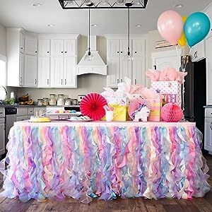 Tutu Table Skirt, Tutu Table, Table Skirt, Party Decor, Double Layer, Balloons, Mermaid, Birthday Party, Baby Shower