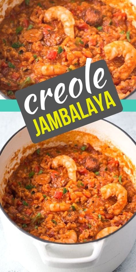 Authentic Creole Jambalaya Recipe, Creole Jambalaya Recipe, Easy Jambalaya, Creole Jambalaya, Andouille Sausage Recipes, Jambalaya Recipe Easy, Sausage Jambalaya, Sausage Rice, New Orleans Recipes