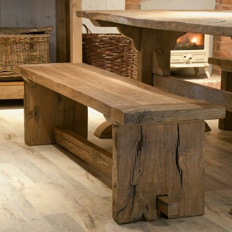 Rustic Style Furniture, Wood Bench Outdoor, Reclaimed Wood Benches, Modern Rustic Farmhouse, Rustic Bench, Log Furniture, Bench Designs, Woodworking Bench, Types Of Furniture