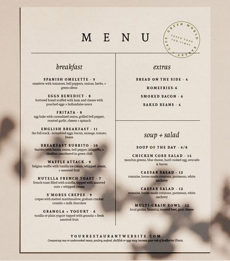 menus beige and red - Google Search Menu For Cafe, Minimal Cafe, Menu Cafe, Menu Design Inspiration, Cafe Menu Design, Texas Chili, Menue Design, Trendy Food, Coffea Arabica