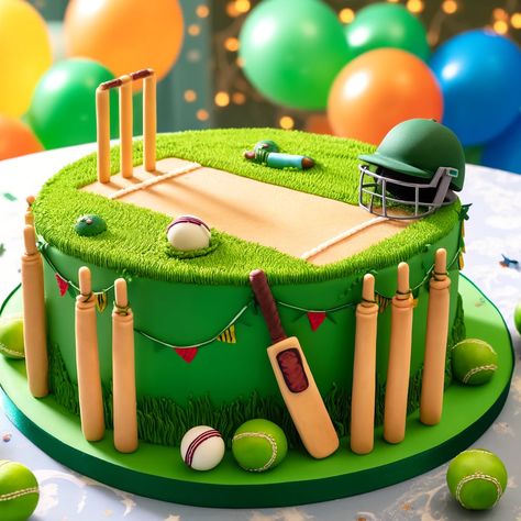 How to Design a Perfect Cricket Theme Birthday Cake (2) Birthday Cake For Cricket Lover, Cricket Themed Birthday Cake, Cricket Cake Ideas, Cricket Themed Birthday Party, Cricket Pitch Cake, Cricket Theme Cake For Men, Cricket Theme Cake Without Fondant, Cricket Birthday Party Ideas, Cake For Cricket Lovers