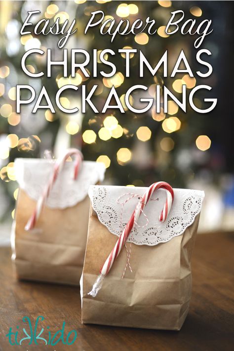 Homemade Gift Bags, Paper Bag Wrapping, Christmas Cookies Packaging, Brown Paper Lunch Bags, Brown Paper Wrapping, Paper Bag Gift Wrapping, Paper Lunch, Unique Gift Wrapping, Easy Christmas Gifts