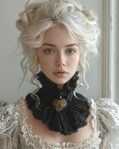 White hair #victorian #journal #junkjournal #vintagestyle Early Victorian Hairstyles, Modern Victorian Hair, Victorian Hairstyles Women, Victorian Women Hairstyles, Victorian Inspired Hair, Victorian Goth Hair, Victorian Hairstyles With Bangs, Late Victorian Hairstyles, Victorian Goth Hairstyles