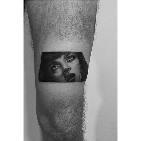 Pulp Fiction Tattoo, Surreal Tattoo, Movie Tattoos, Clever Tattoos, Wicked Tattoos, Full Sleeve Tattoos, Uma Thurman, Dainty Tattoos, Best Tattoo Designs