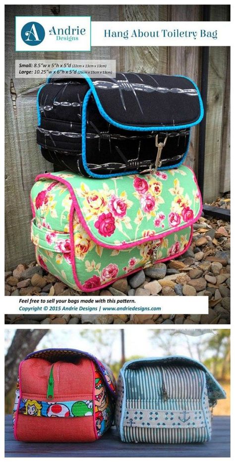 Here is a very simple yet functional toiletry bag, named the Hang About Toiletry Bag. The great thing about this toiletry bag is it is unisex, perfect for both men and women and the PDF downloadable pattern comes in two sizes, small and large. The bag has Toiletry Bag Pattern, Purse Sewing Patterns, Bag Sewing Pattern, Travel Sewing, Hanging Toiletry Bag, Modern Bag, Sewing Purses, Bag Essentials, Bag Patterns To Sew