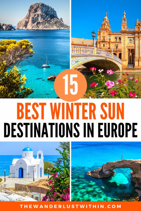 As winter approaches and the temperatures drop it's time to start planning a winter sun holiday in Europe. If you're looking for some short haul winter sun, this compilation of 15 of the warmest places in Europe in winter is exactly what you need. I've listed the best winter sun destinations in Europe, so you can enjoy a sunny getaway this winter #wintersun #europetravel   | winter sun destinations europe | winter sun europe | winter sun destinations travel | winter sun destinations holidays Europe In Winter, Winter Travel Destinations, Europe Trip Itinerary, Winter Destinations, Europe Winter, Backpacking Europe, Places In Europe, Winter Sun, European Destinations