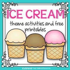 Ice Cream Theme Activities For Preschool, Ice Cream Reading Activities, Ice Cream Math Activities For Preschool, Ice Cream Theme Activities, Ice Cream Activities For Preschool, Ice Cream Dramatic Play, Ice Cream Shop Dramatic Play, Ice Cream Math, Ice Cream Activities